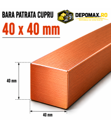 Bara patrata cupru 40 x 40 mm – lungime 3 metri – Cu-ETP